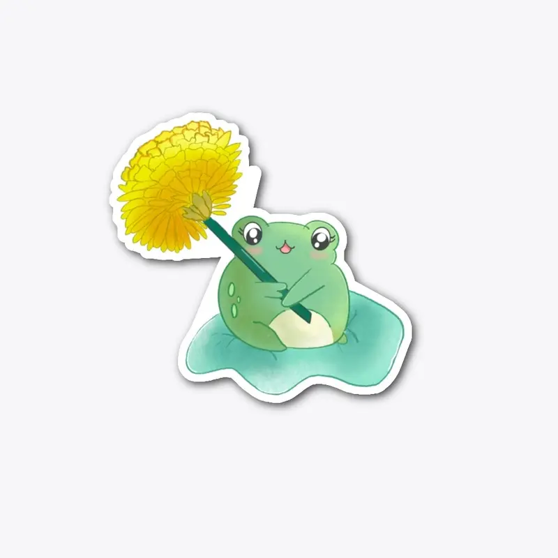 Kawaii frog with dandelion Artistic Cute