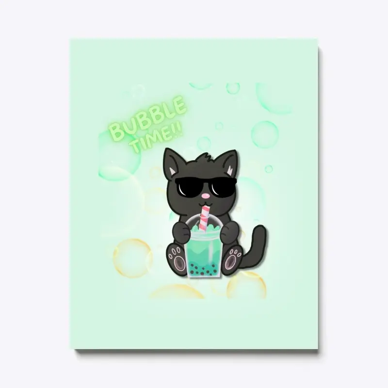 Cat bubble time love green